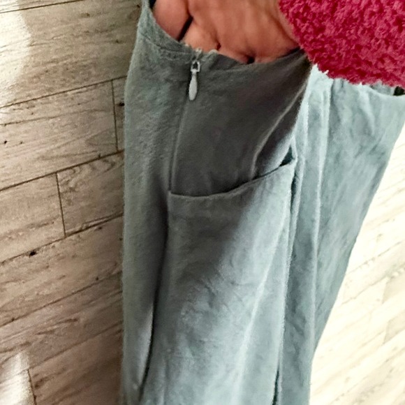 Womens Solid Color Wide Leg Jumpsuit Overalls Lt. Green Size Small Linen/Cotton - Picture 10 of 13